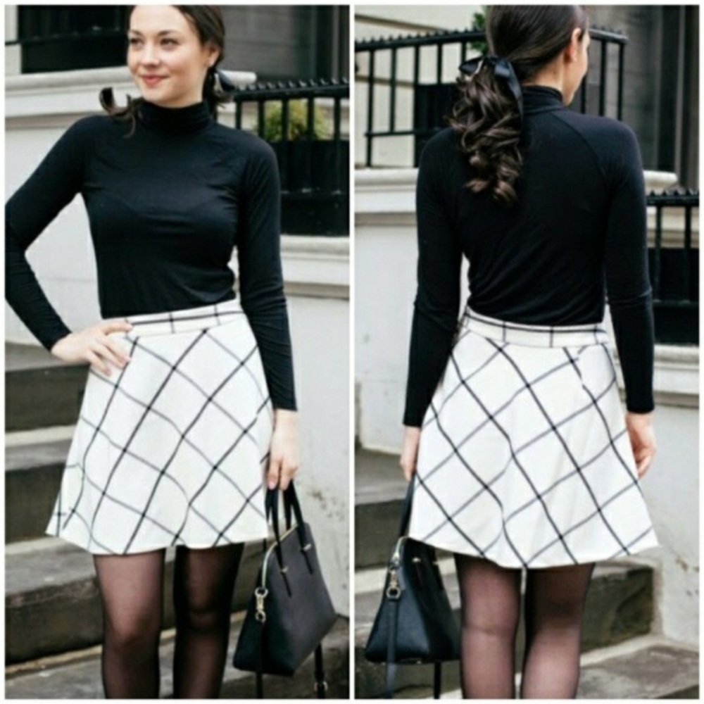 Loft Windowpane Plaid Circle Skirt Size 6